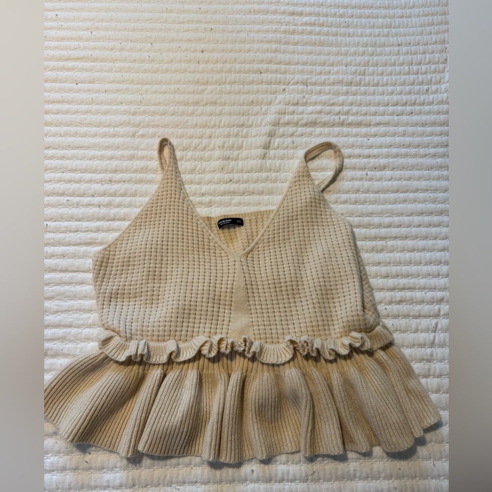 Shein Beige Knit Ruffle Tank - Never Worn
